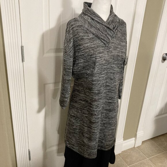 PAPA Heathered charcoal light grey cowl turtleneck top NWT MEDIUM LARGE sweater - Picture 4 of 14
